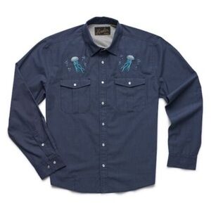 Howler Brothers - Teal Shirt - Men’s, with Jellyfish Embroidery - Large